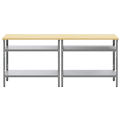 Set banco da lavoro 2 pcs Beige e grigio 200 x 55 x 85 cm