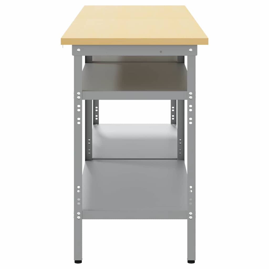 Set banco da lavoro 2 pcs Beige e grigio 200 x 55 x 85 cm