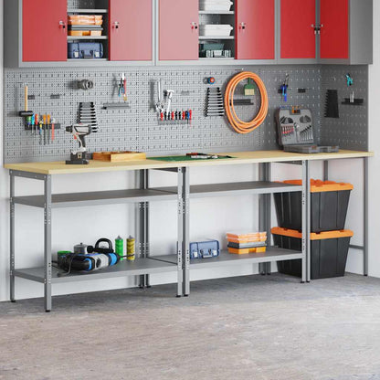 Set banco da lavoro con lo scaffale 3 pcs Beige e grigio
