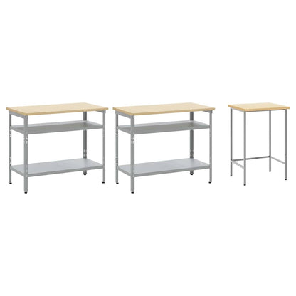 Set banco da lavoro con lo scaffale 3 pcs Beige e grigio