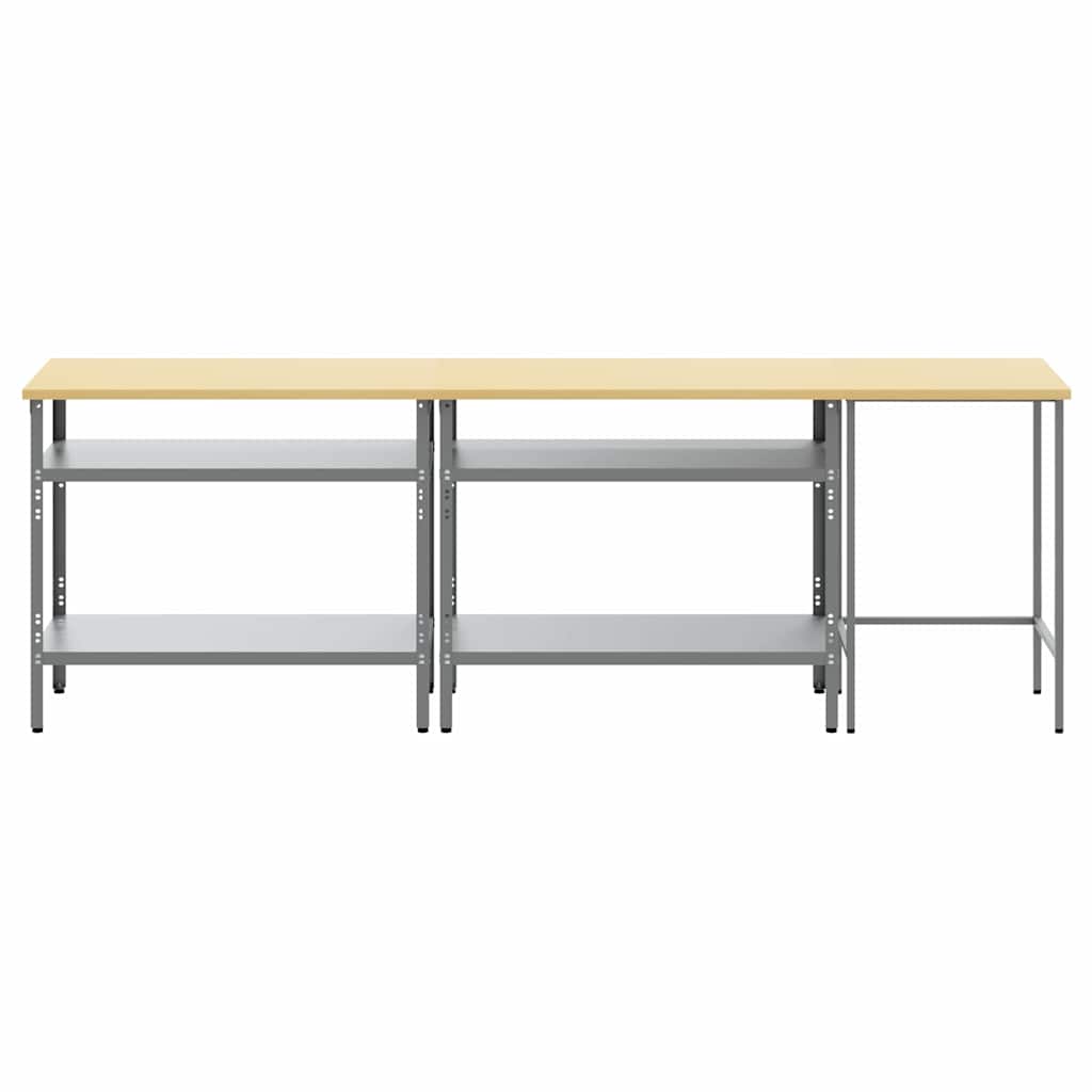 Set banco da lavoro con lo scaffale 3 pcs Beige e grigio