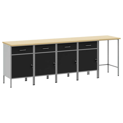 Set di mobili da lavoro con cassetto 5 pcs Nero e Grigio | homemem39