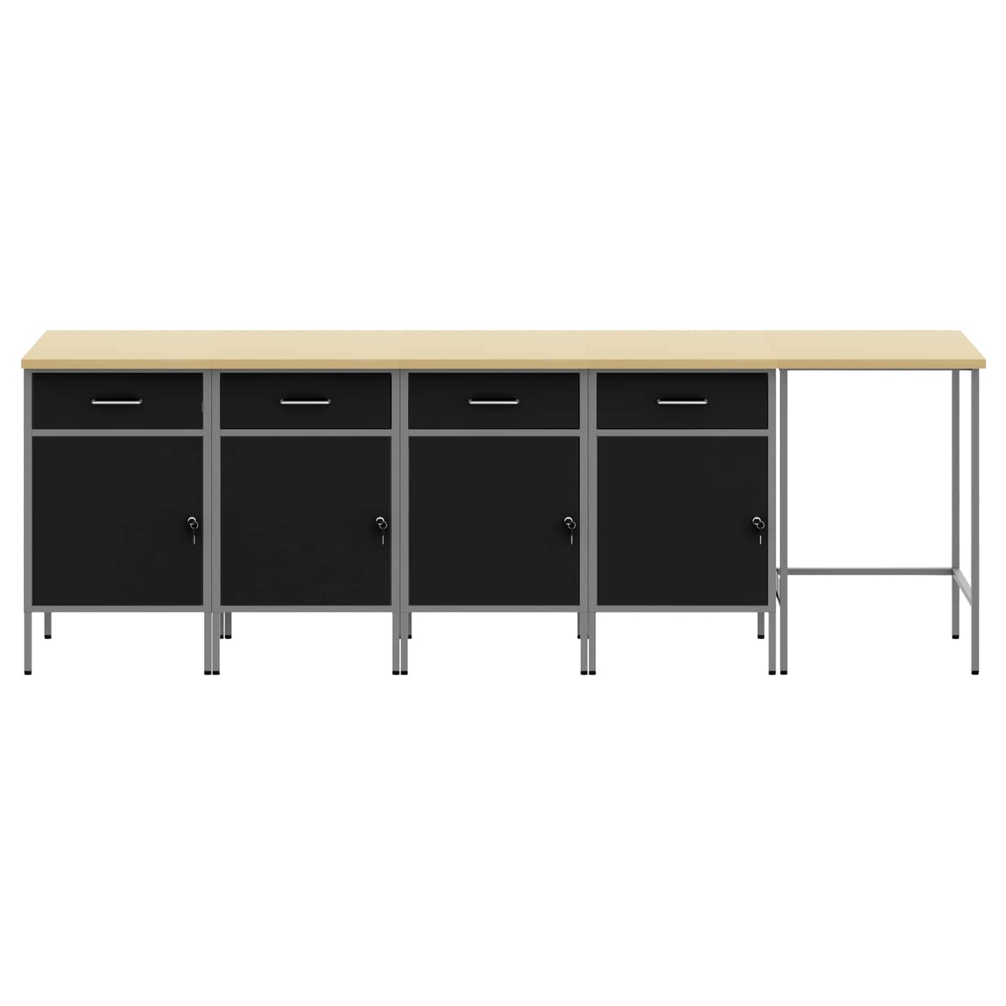 Set di mobili da lavoro con cassetto 5 pcs Nero e Grigio | homemem39