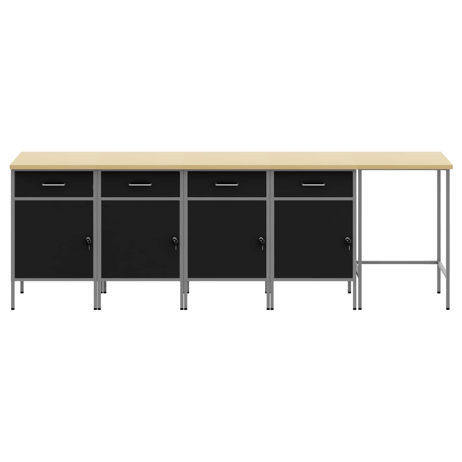 Set di mobili da lavoro con cassetto 5 pcs Nero e Grigio | homemem39