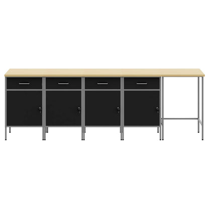 Set di mobili da lavoro con cassetto 5 pcs Nero e Grigio | homemem39