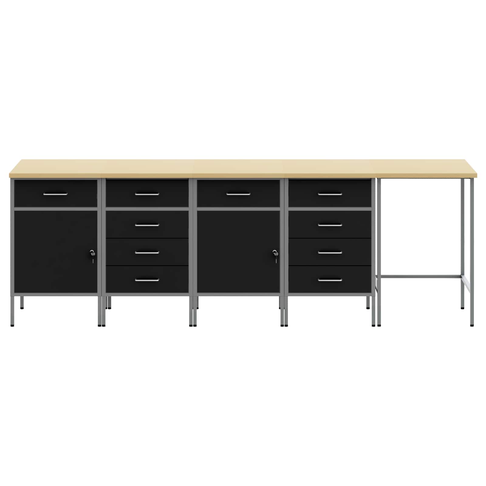 Set di mobili da lavoro con cassetto 5 pcs Nero e Grigio | homemem39
