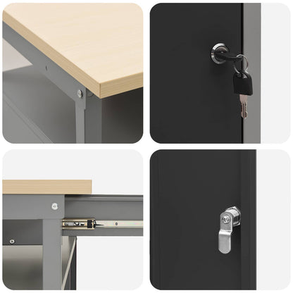 Set banco da lavoro con cassetto con blocco 3 pcs Nero e Grigio - homemem39