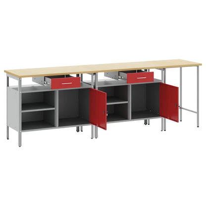 Set banco da lavoro con cassetto con blocco 3 pcs Nero e Grigio | homemem39