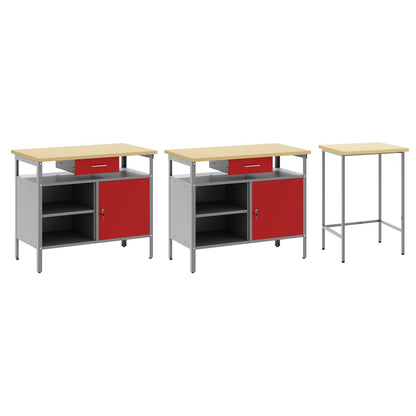 Set banco da lavoro con cassetto con blocco 3 pcs Nero e Grigio | homemem39