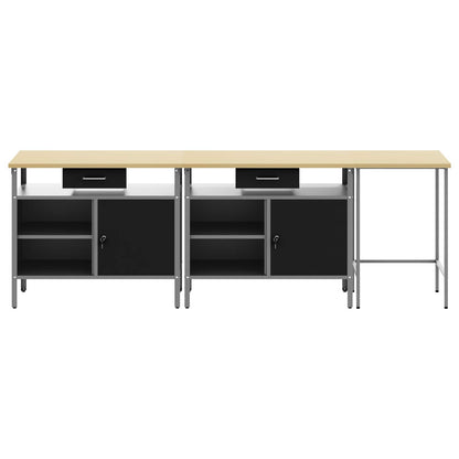 Set banco da lavoro con cassetto con blocco 3 pcs Nero e Grigio - homemem39