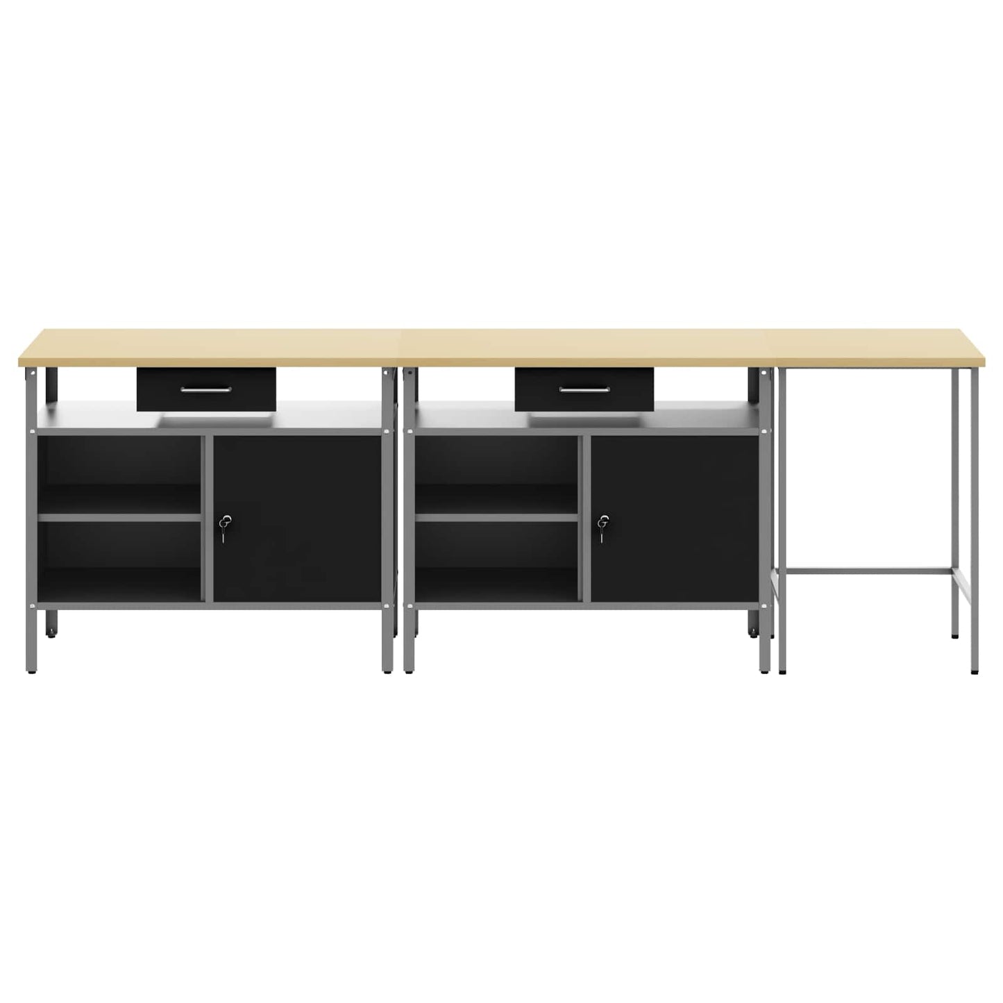 Set banco da lavoro con cassetto con blocco 3 pcs Nero e Grigio - homemem39