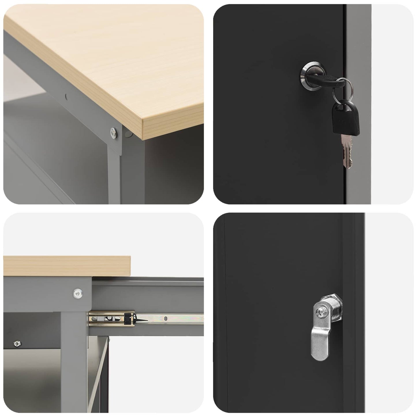 Set banco da lavoro con cassetto 3 pcs Rosso e Grigio
