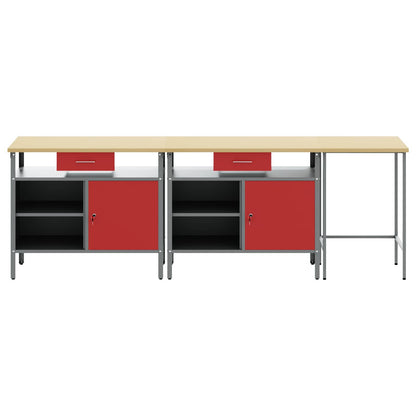Set banco da lavoro con cassetto 3 pcs Rosso e Grigio - homemem39