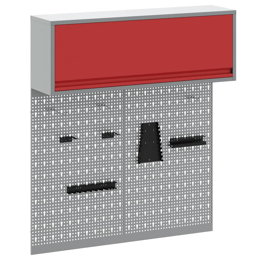 Set di armadi per attrezzi con lo scaffale 3 pcs Rosso | homemem39
