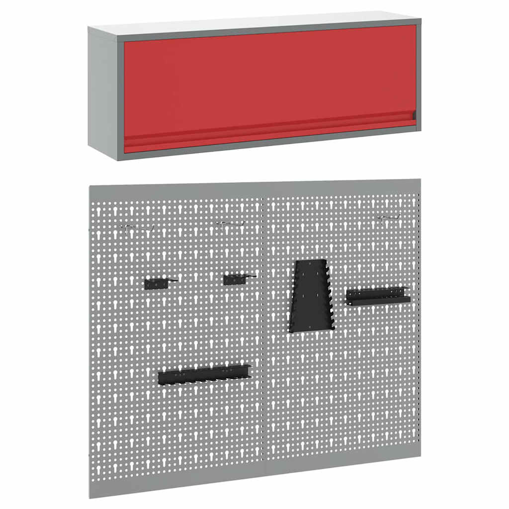 Set di armadi per attrezzi con lo scaffale 3 pcs Rosso | homemem39