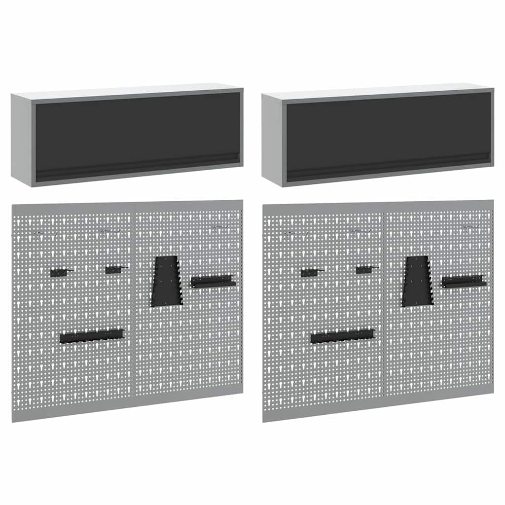 Set di armadi per attrezzi con lo scaffale 6 pcs Nero | homemem39