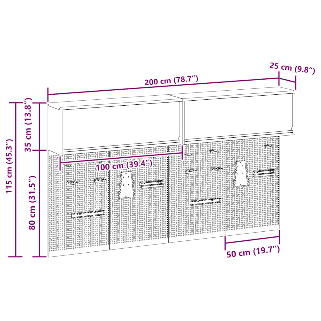 Set di armadi per attrezzi con lo scaffale 6 pcs Nero | homemem39