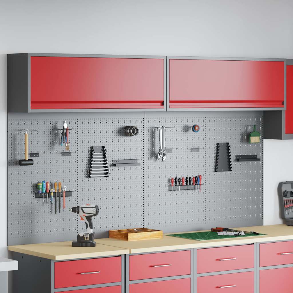 Set di armadi per attrezzi con lo scaffale 6 pcs Rosso | homemem39