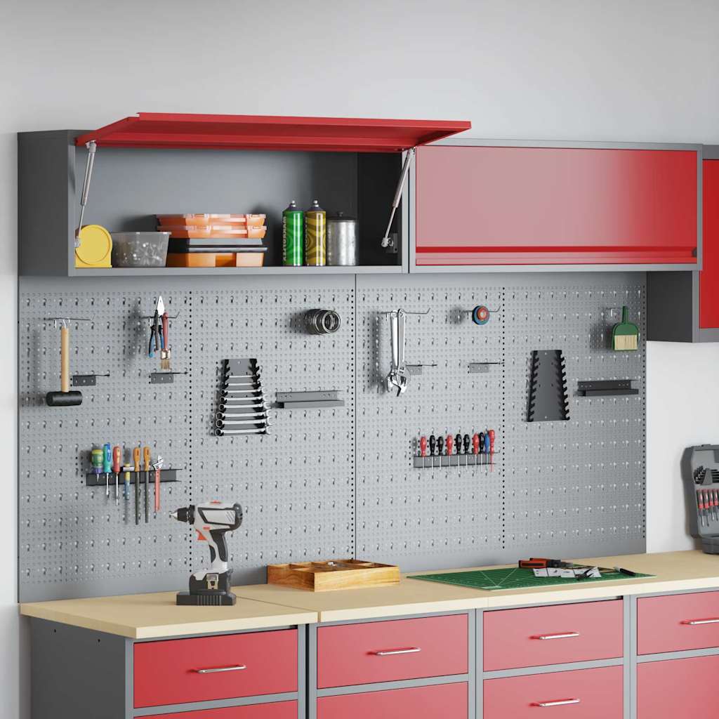 Set di armadi per attrezzi con lo scaffale 6 pcs Rosso | homemem39