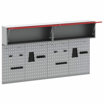 Set di armadi per attrezzi con lo scaffale 6 pcs Rosso | homemem39