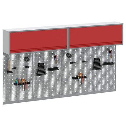 Set di armadi per attrezzi con lo scaffale 6 pcs Rosso | homemem39