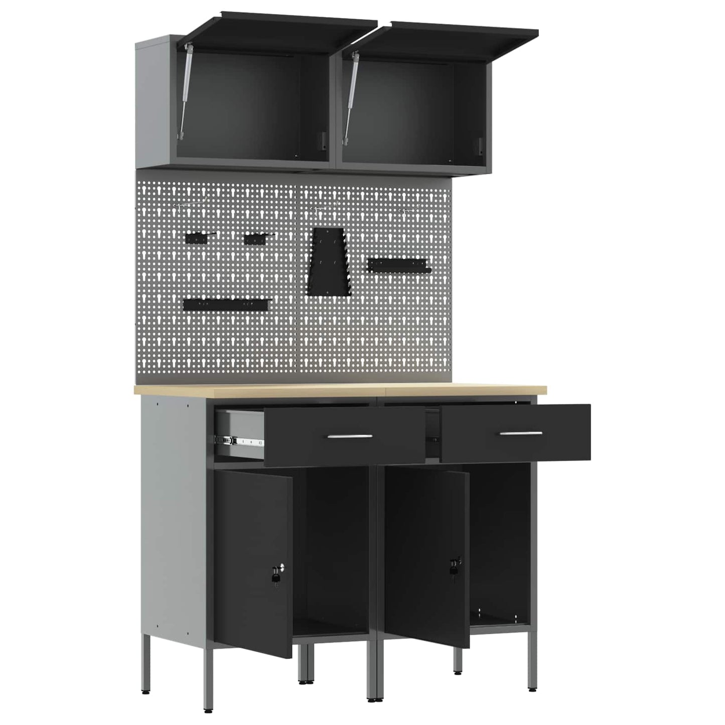 Set di mobili da lavoro con cassetto con blocco 8 pcs Grigio | homemem39