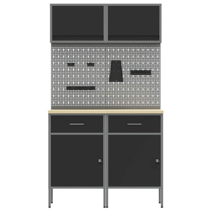 Set di mobili da lavoro con cassetto con blocco 8 pcs Grigio | homemem39