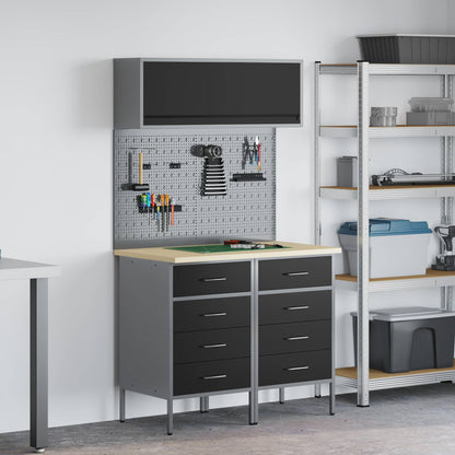 Set di mobili da lavoro con cassetto con lo scaffale 5 pcs Nero | homemem39