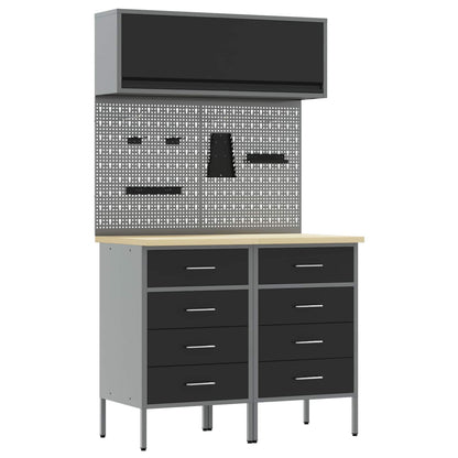 Set di mobili da lavoro con cassetto con lo scaffale 5 pcs Nero | homemem39