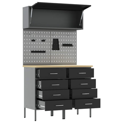 Set di mobili da lavoro con cassetto con lo scaffale 5 pcs Nero | homemem39