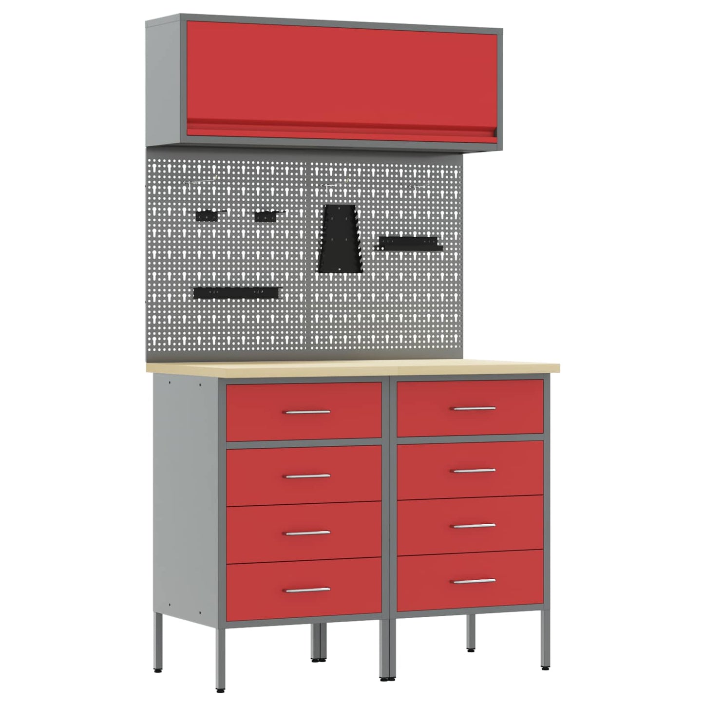 Set di mobili da lavoro con cassetto 5 pcs Rosso | homemem39