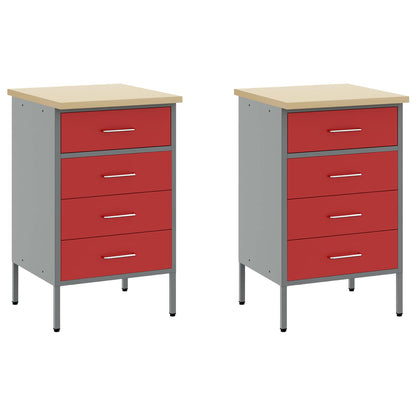 Set di mobili da lavoro con cassetto 5 pcs Rosso | homemem39