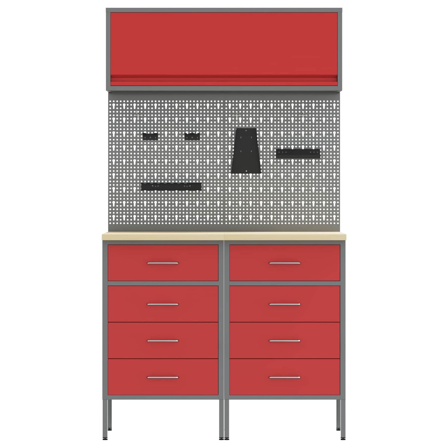 Set di mobili da lavoro con cassetto 5 pcs Rosso | homemem39