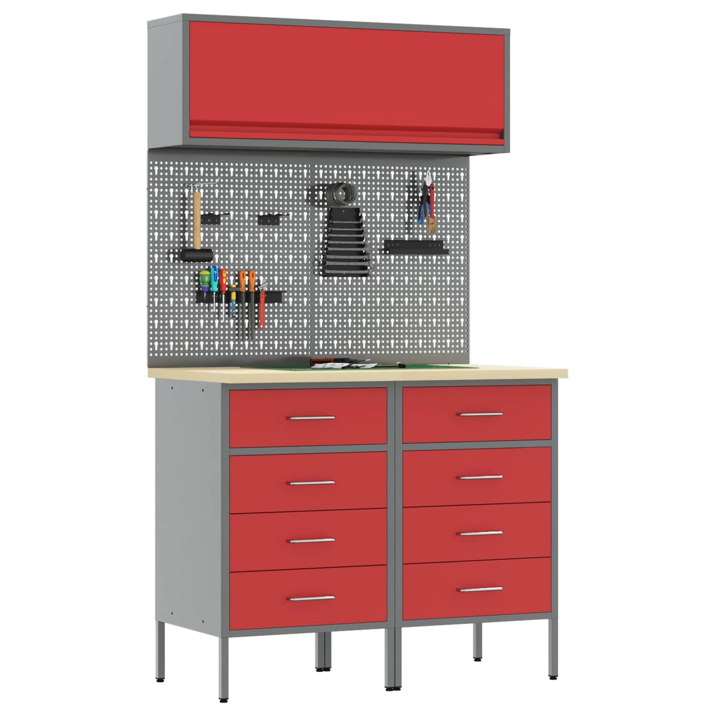 Set di mobili da lavoro con cassetto 5 pcs Rosso | homemem39