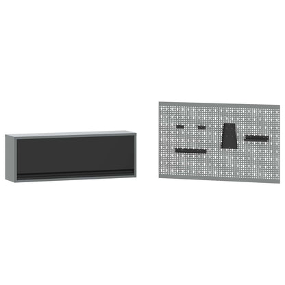 Set di mobili da lavoro con cassetto con lo scaffale 5 pcs Nero | homemem39