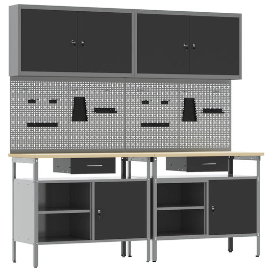 Set banco da lavoro con cassetto con blocco 8 pcs Nero e Grigio - homemem39