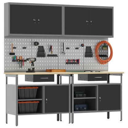 Set banco da lavoro con cassetto con blocco 8 pcs Nero e Grigio - homemem39