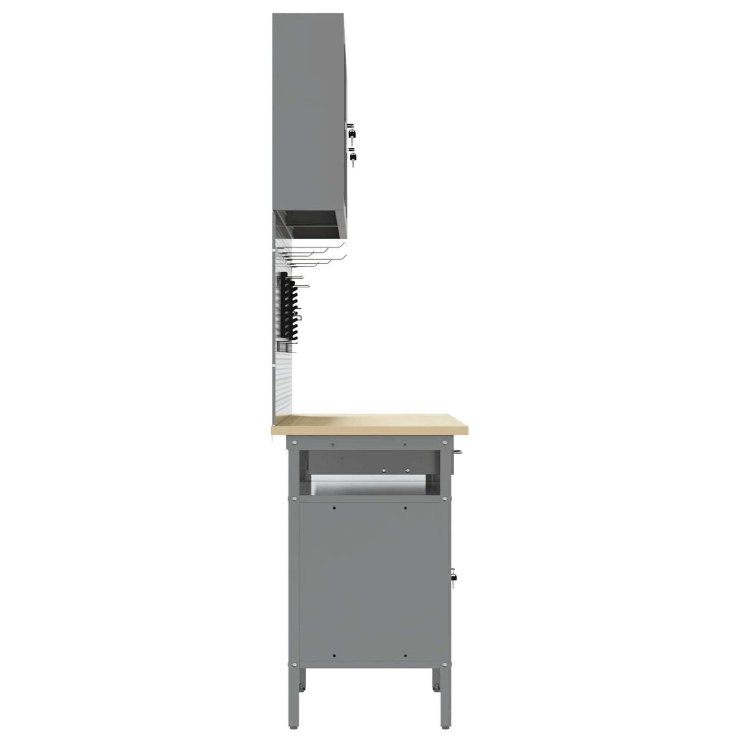 Set banco da lavoro con cassetto con blocco 8 pcs Nero e Grigio - homemem39