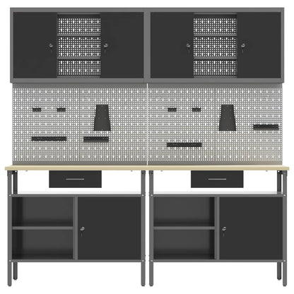 Set banco da lavoro con cassetto 8 pcs Rosso e Grigio - homemem39