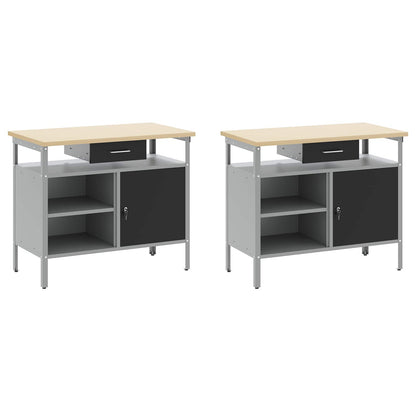 Set banco da lavoro con cassetto con blocco 8 pcs Nero e Grigio
