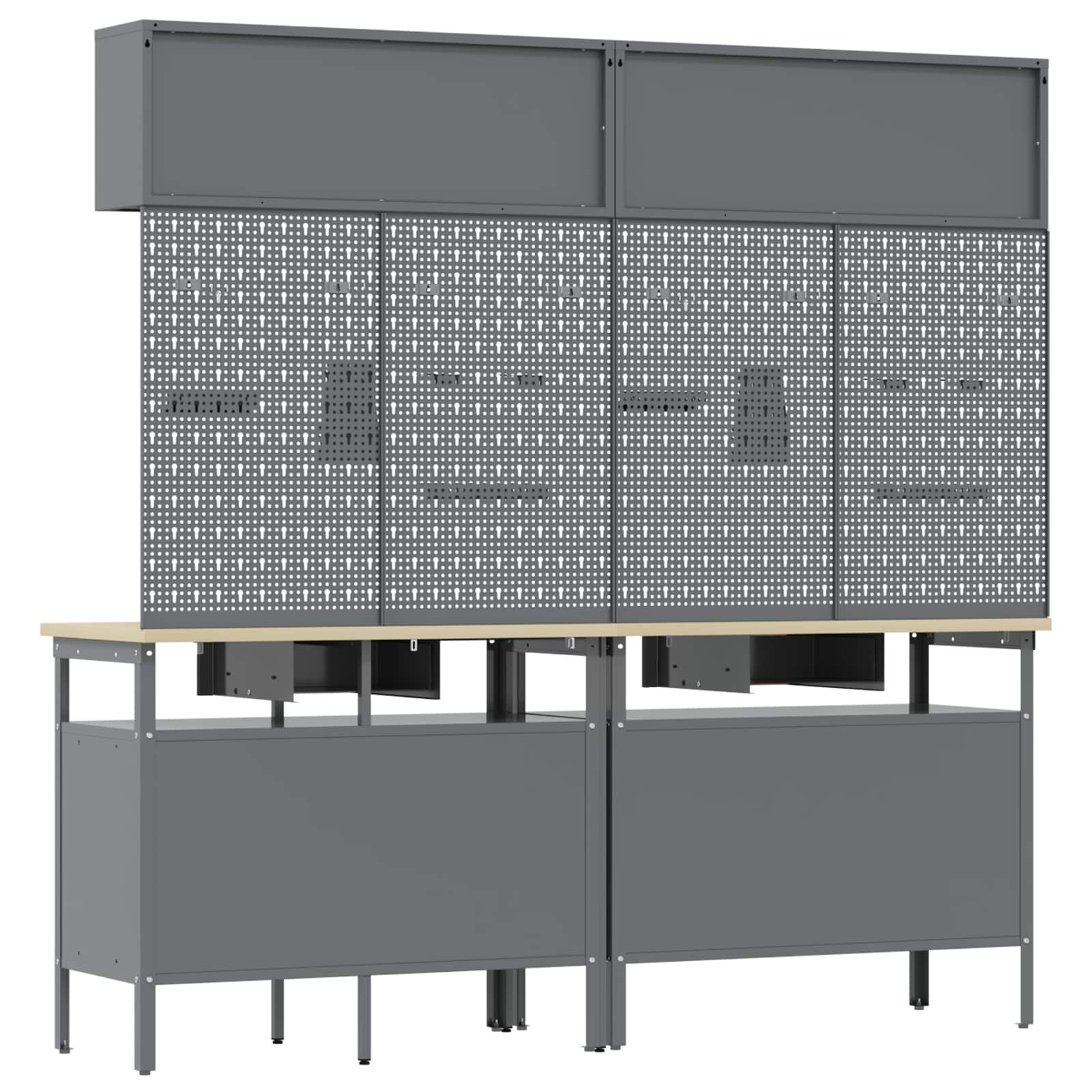 Set banco da lavoro con cassetto con blocco 8 pcs Nero e Grigio - homemem39