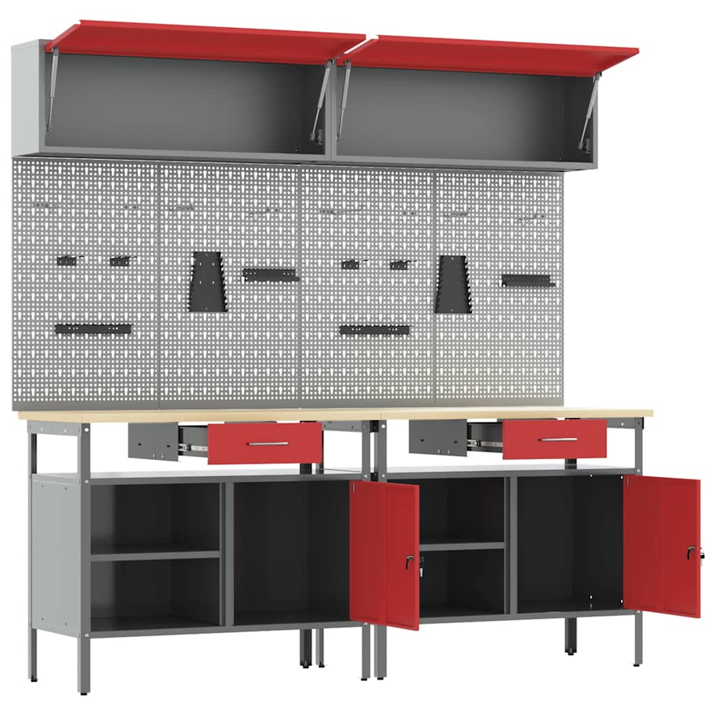 Set banco da lavoro con cassetto 8 pcs Rosso e Grigio