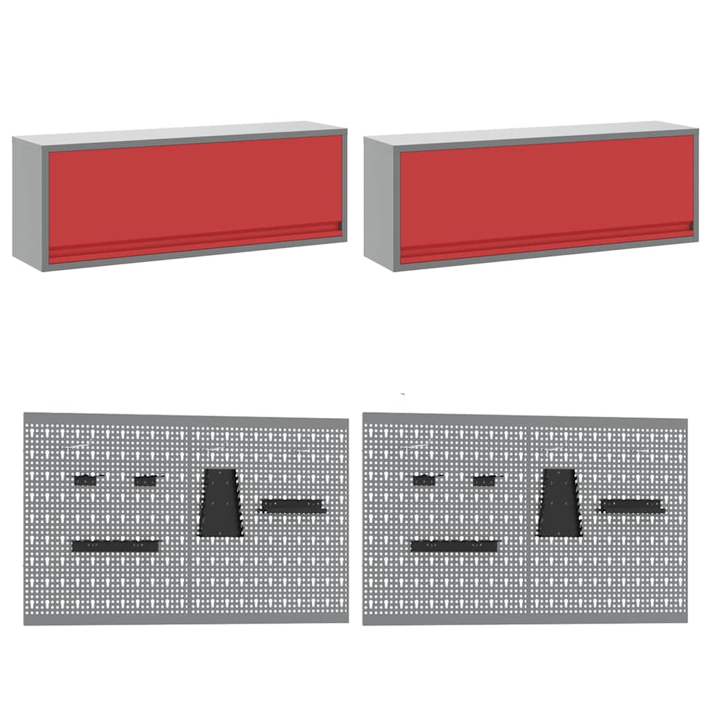 Set banco da lavoro con cassetto 8 pcs Rosso e Grigio