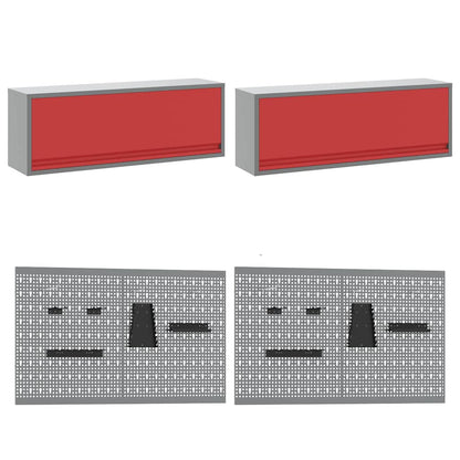Set banco da lavoro con cassetto 8 pcs Rosso e Grigio