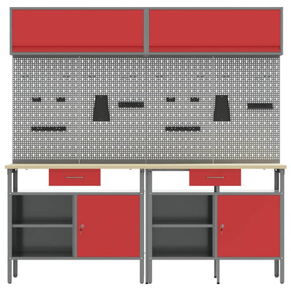 Set banco da lavoro con cassetto 8 pcs Rosso e Grigio