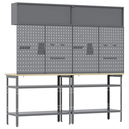 Set banco da lavoro con lo scaffale 8 pcs Nero e Grigio
