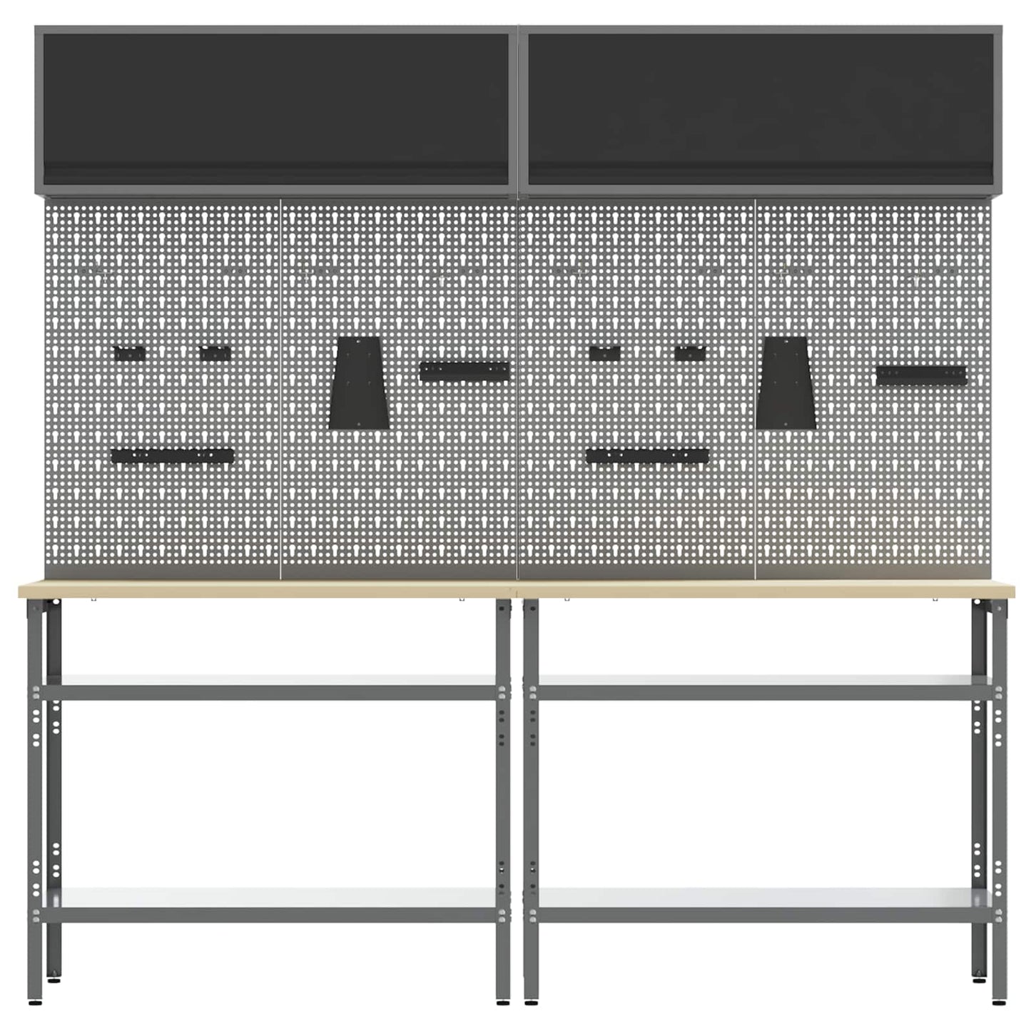 Set banco da lavoro con lo scaffale 8 pcs Nero e Grigio