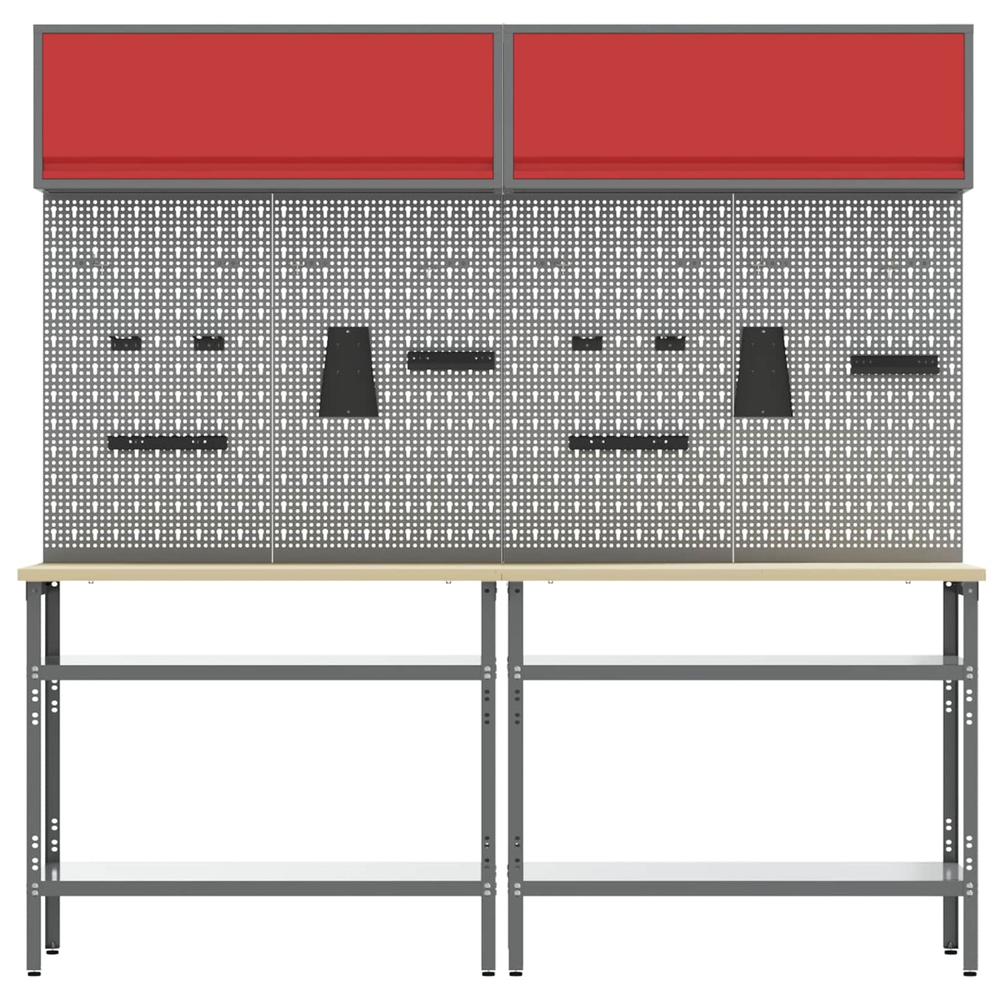 Set banco da lavoro con lo scaffale 8 pcs Rosso e Grigio