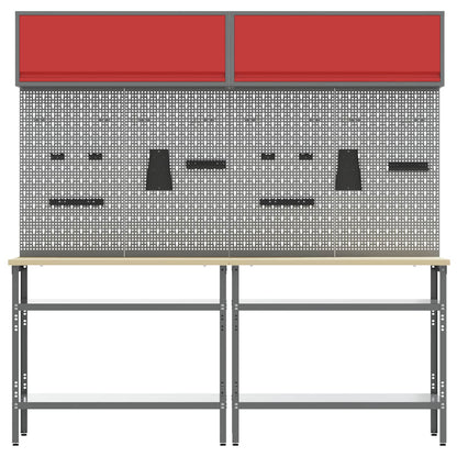 Set banco da lavoro con lo scaffale 8 pcs Rosso e Grigio