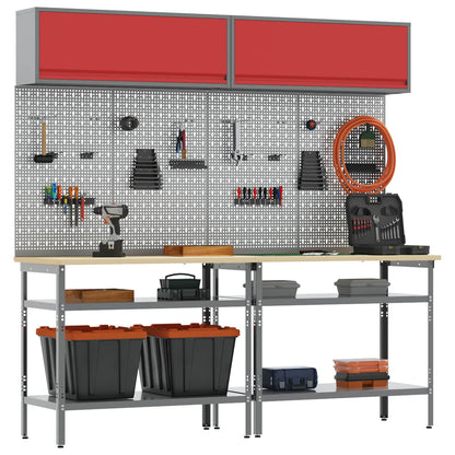 Set banco da lavoro con lo scaffale 8 pcs Rosso e Grigio